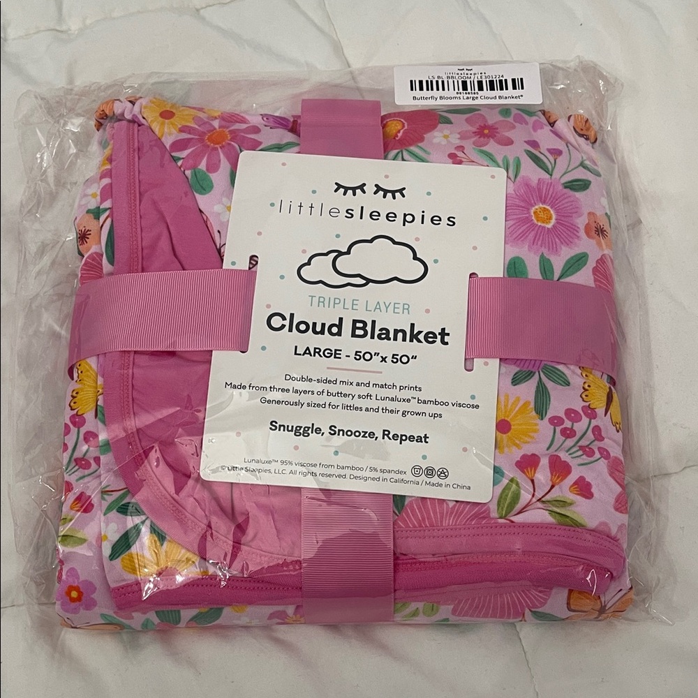 Little Sleepies Pink and Purple Floral Blanket